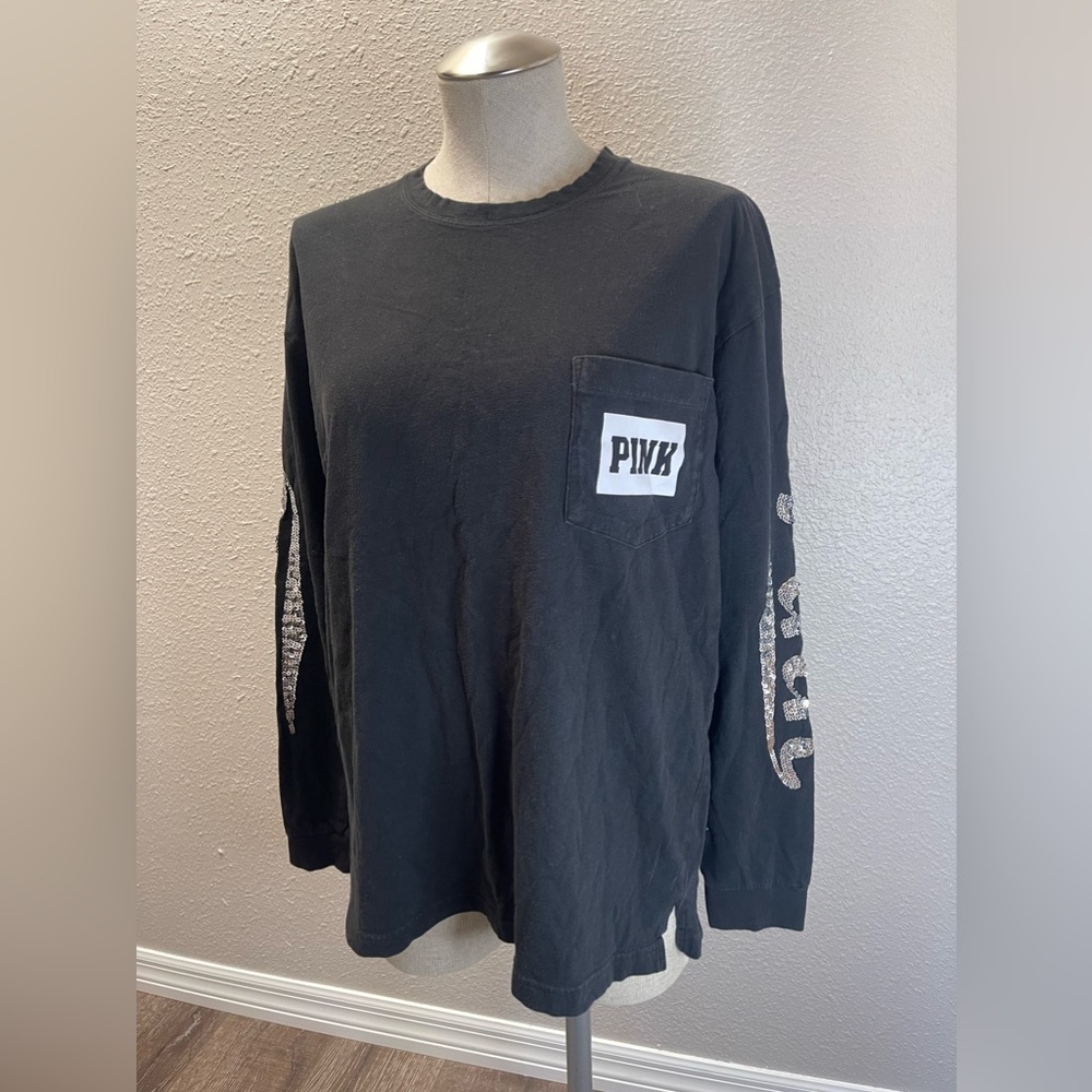 PINK by Victoria’s Secret Long Sleeve Sequin Pocket Tee